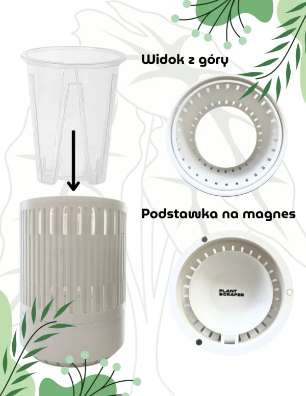 Osłonka dla doniczki oddychającej 14cm Biała – nowoczesna, wentylowana, z magnetycznym mocowaniem podstawki